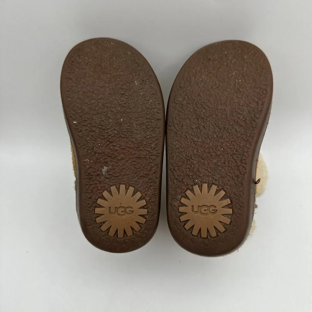 UGG Jorie II Winter Boots Unisex Kid 6 Brown Fur Trim Side Zip Round Toe Comfort